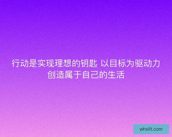 行动是实现理想的钥匙 以目标为驱动力创造属于自己的生活