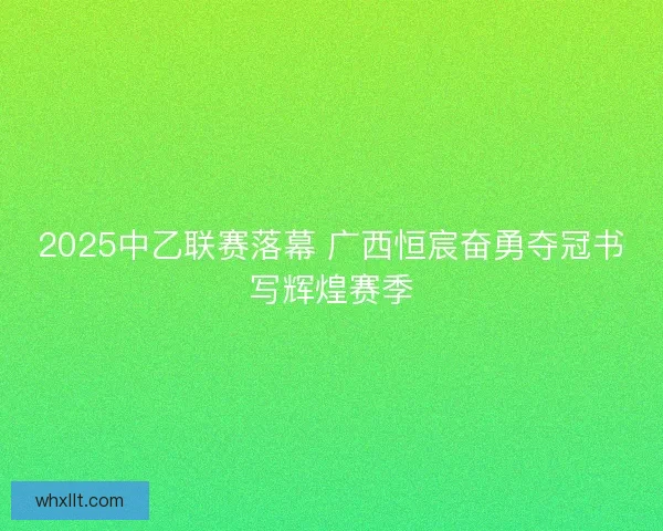 2025中乙联赛落幕 广西恒宸奋勇夺冠书写辉煌赛季