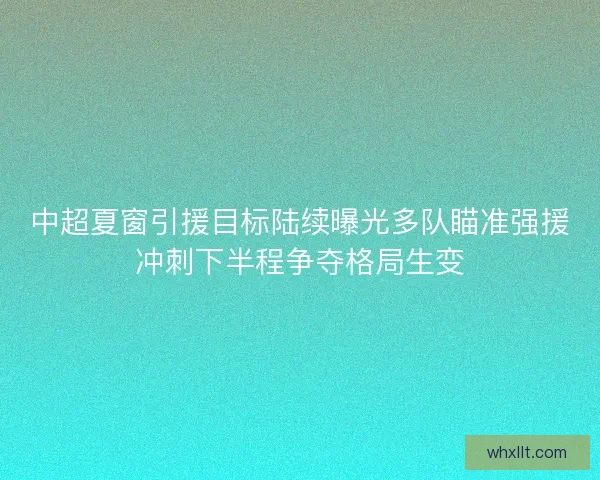 中超夏窗引援目标陆续曝光多队瞄准强援冲刺下半程争夺格局生变